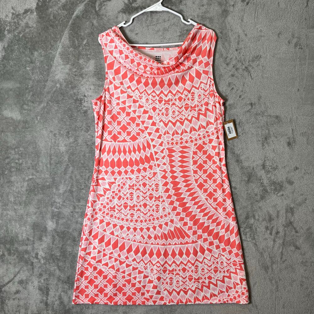 Title Nine Print Breeze Dress Large Hiking Gorpcore Tropical‎ Geometric Pink New